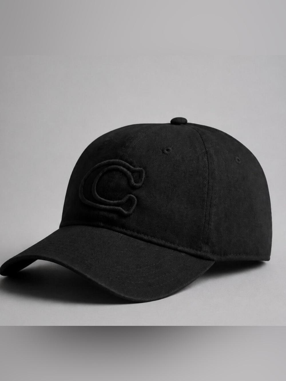 Black Embroidered 'C' Baseball Cap Unisex